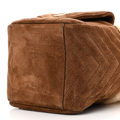 Saint Laurent Shearling Suede Monogram Joe Nano Bucket Bag Dark Cigar Natural Beige 11 of 11