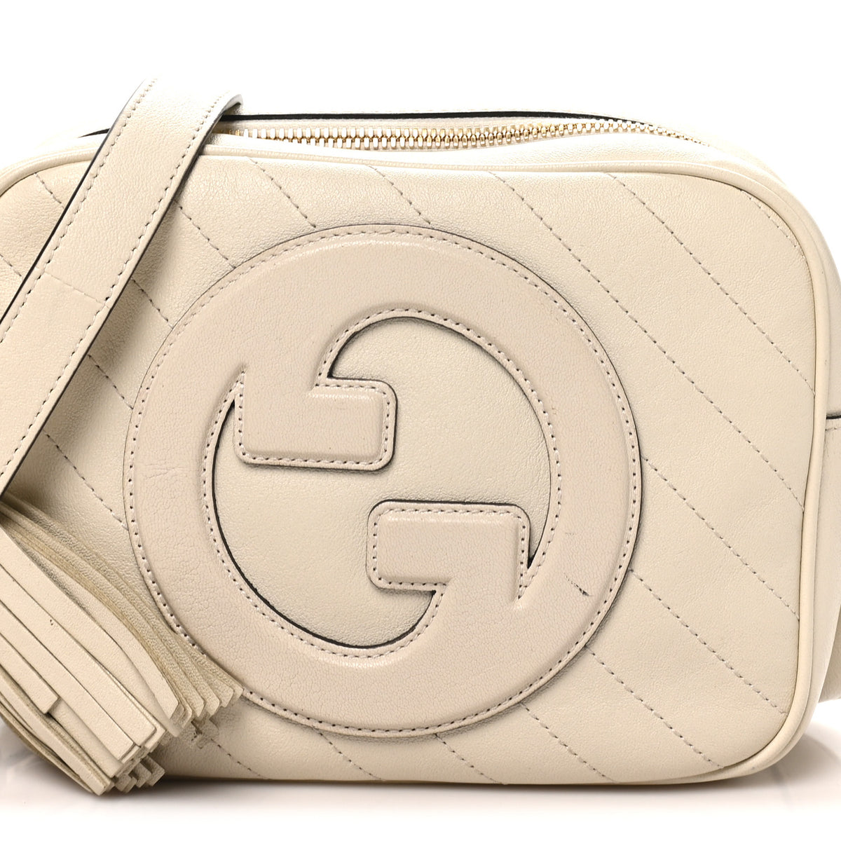 Gucci Sakai Be Green Calfskin Diagonal Stitched Small Blondie Shoulder Bag Mystic White 7 of 9