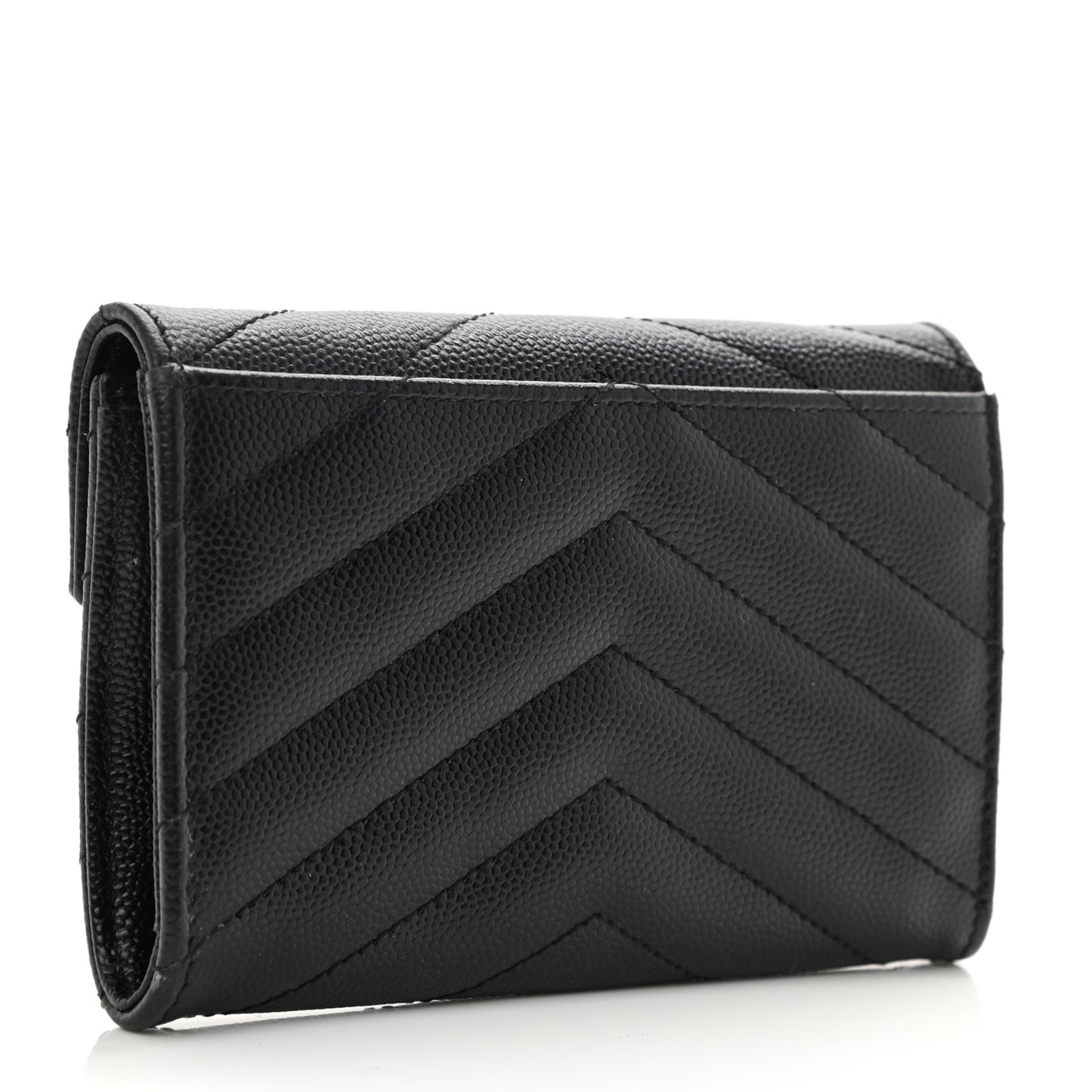 Grain De Poudre Matelasse Chevron Small Monogram Envelope Wallet Black