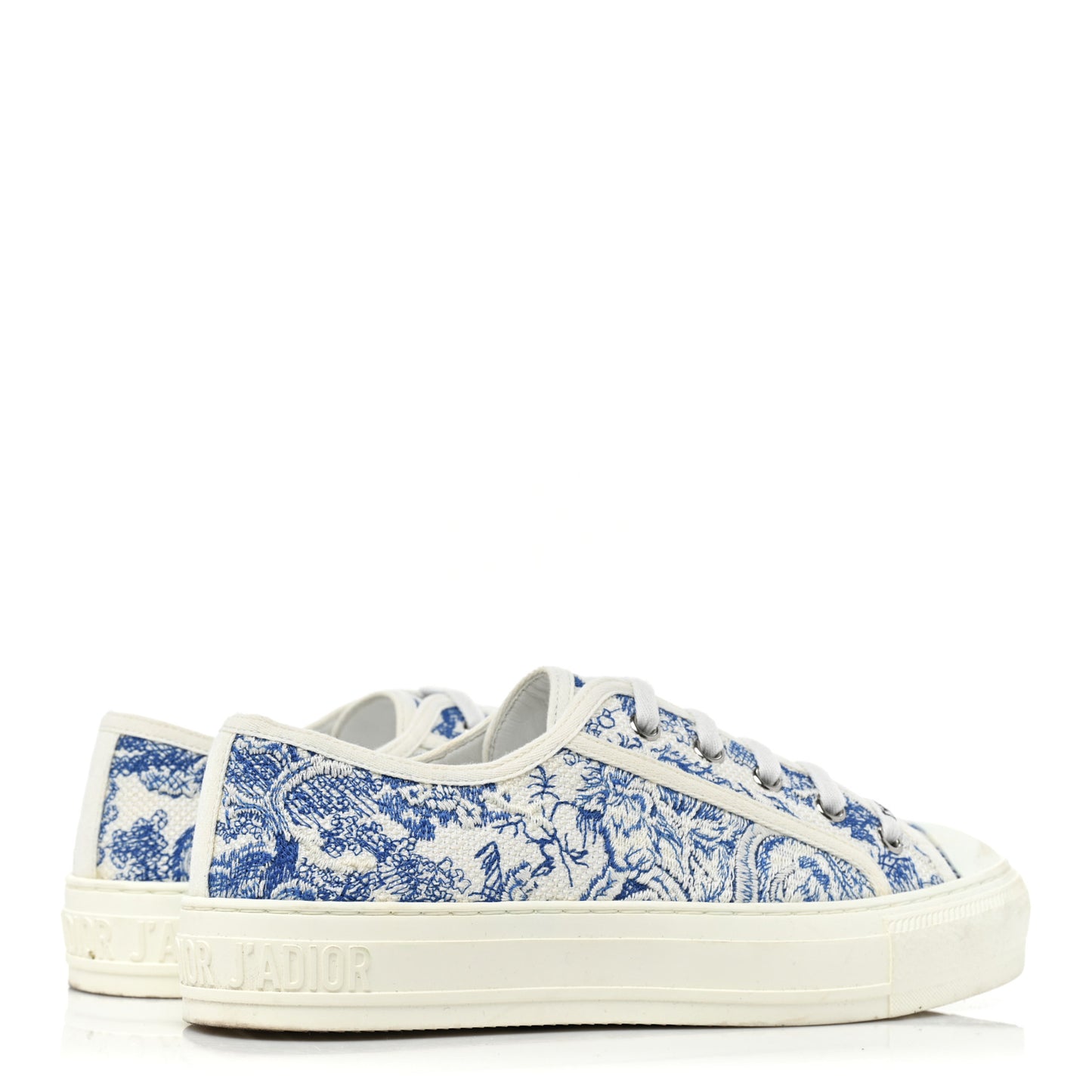 Canvas Toile De Jouy Embroidered Womens Walk'N'Dior Low Top Sneakers 39 Blue