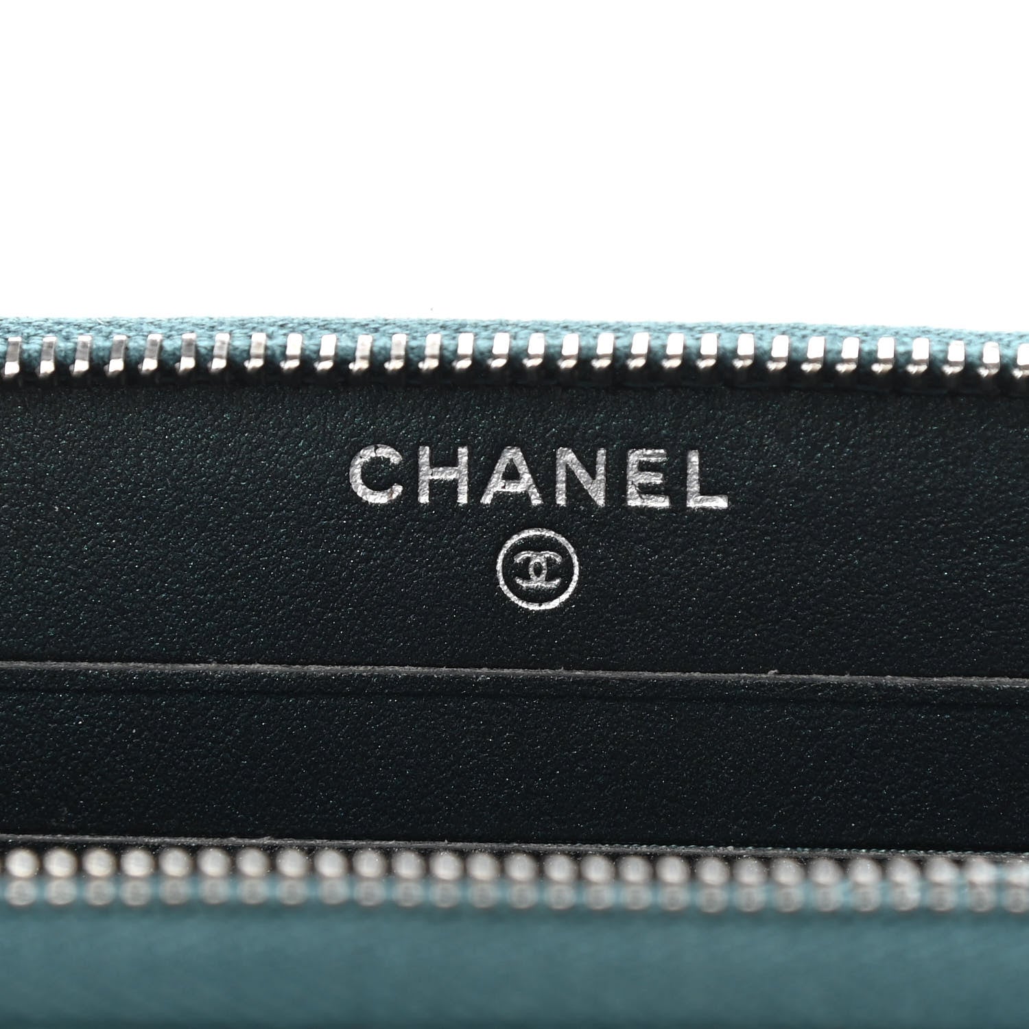 Chanel Iridescent Caviar Quilted Medium Filigree Zip Around Wallet Dark Turquoise 6 of 12