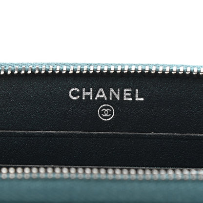 Chanel Iridescent Caviar Quilted Medium Filigree Zip Around Wallet Dark Turquoise 6 of 12