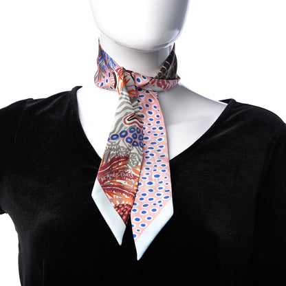 Hermes Silk Under The Waves Twilly Aqua Rose Poudre Brun 2 of 5