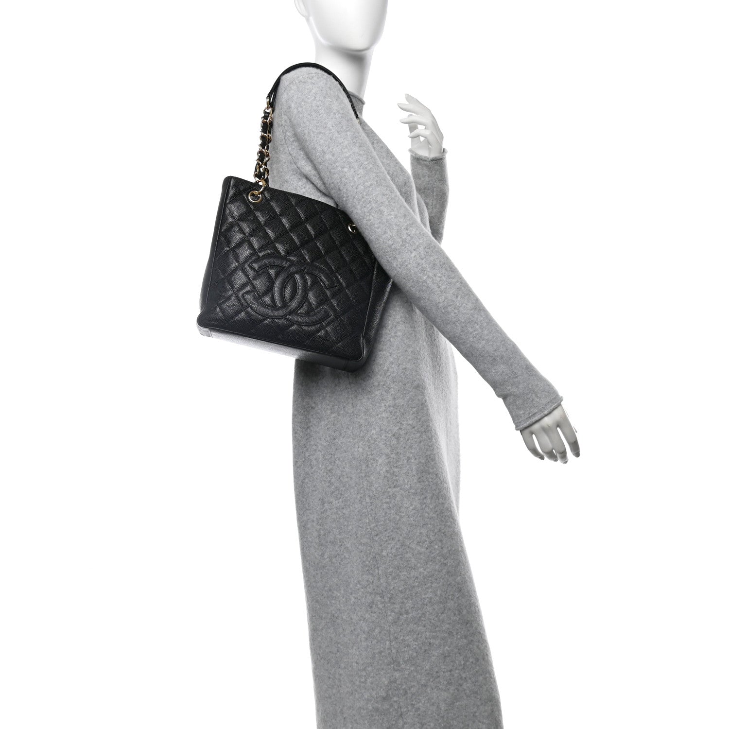 Chanel Caviar Quilted Petit Shopping Tote PST Black 2 of 14