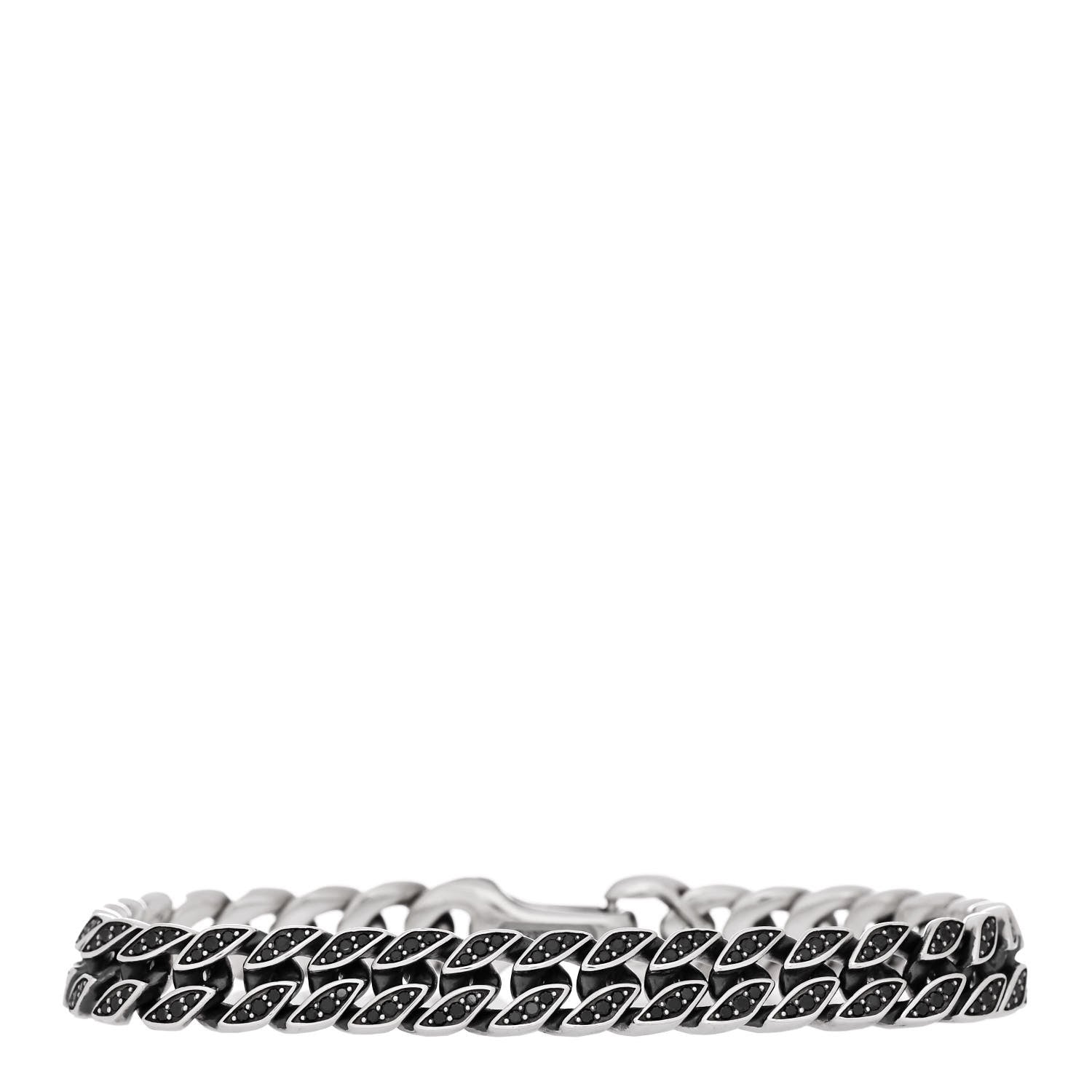 David Yurman Sterling Silver Black Diamond 8mm Curb Chain Bracelet 1 of 3