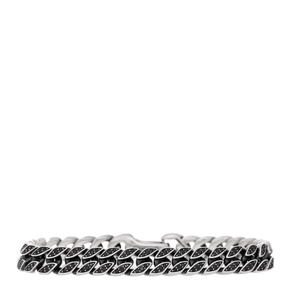 David Yurman Sterling Silver Black Diamond 8mm Curb Chain Bracelet 1 of 3