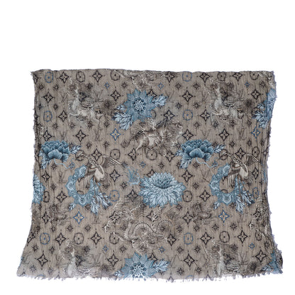 Louis Vuitton Cotton Etole Tattoo Scarf Kaki 3 of 5
