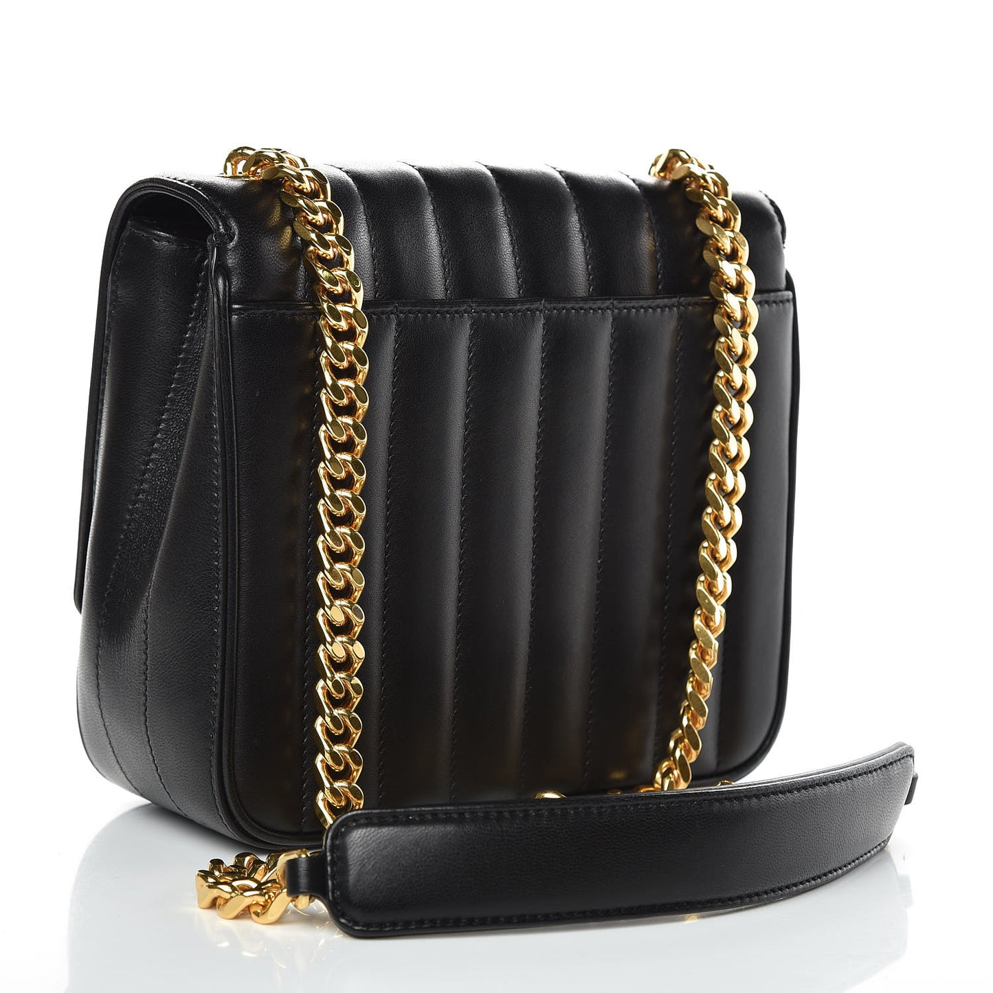 Lambskin Matelasse Monogram Medium Vicky Chain Bag Black