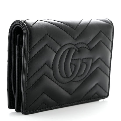 Gucci Calfskin Matelasse GG Marmont Card Case Wallet Black 3 of 12
