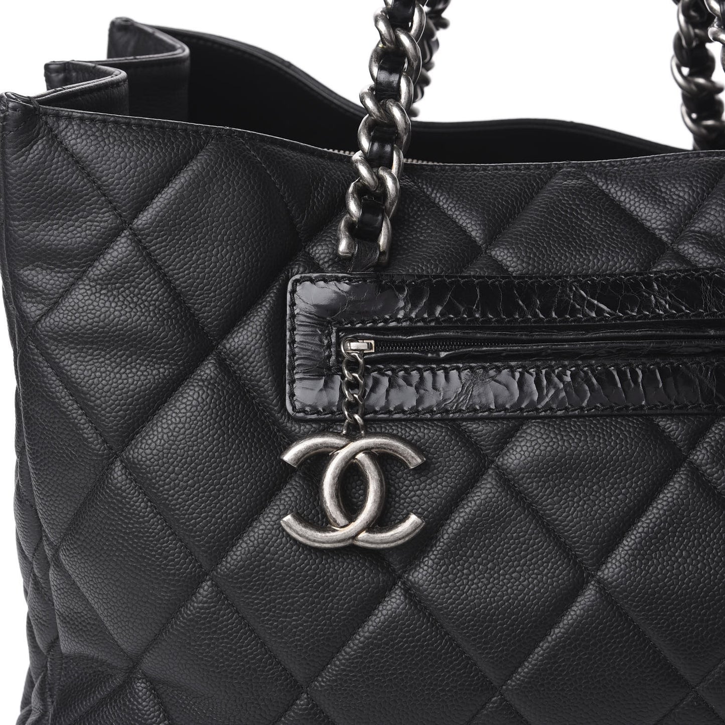 Caviar Quilted Coco Casual Tote Black