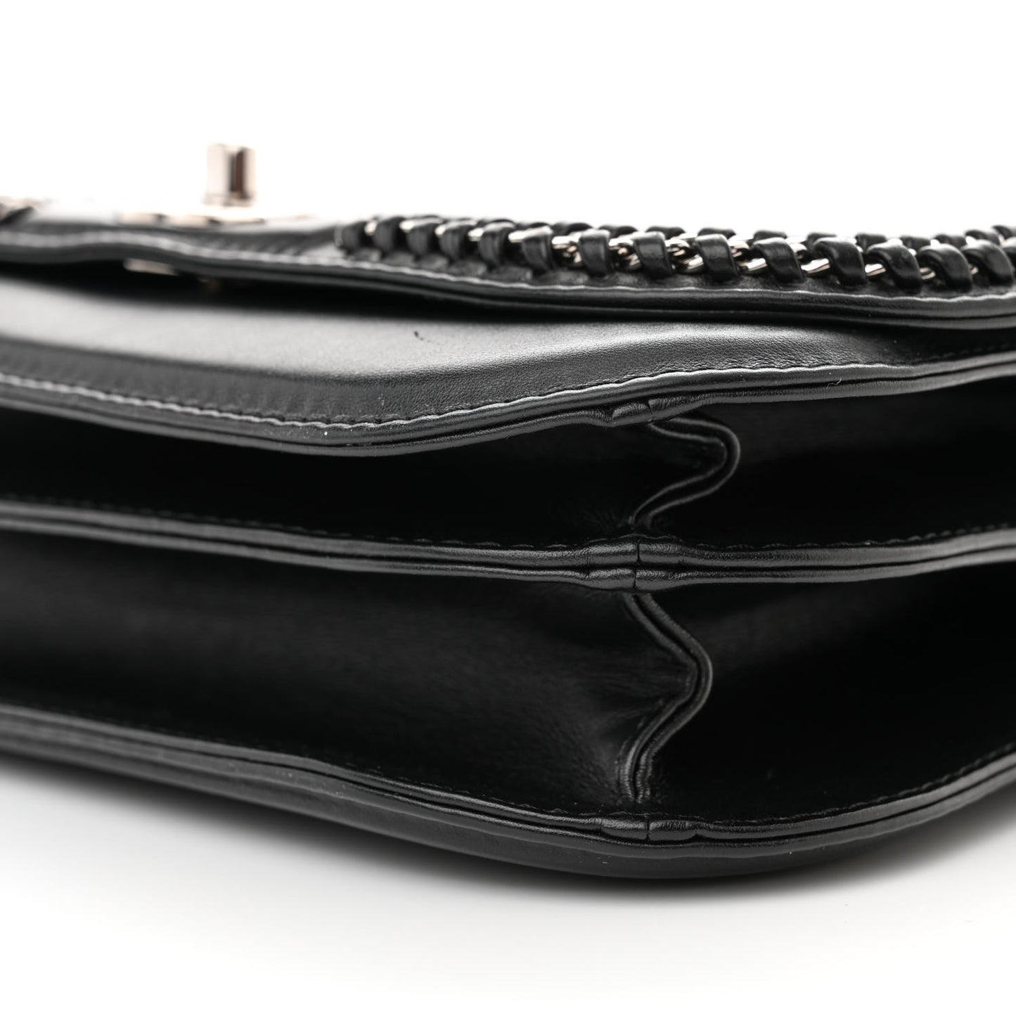 Calfskin Braided Small Chic Flap Black