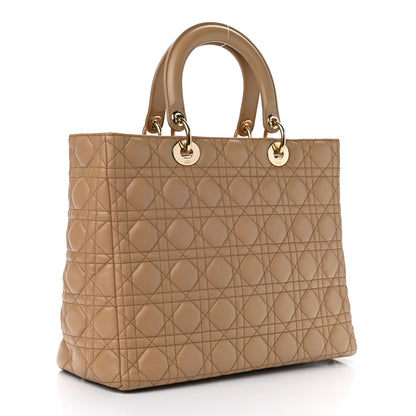 Christian Dior Lambskin Cannage Large Lady Dior Beige 3 of 12