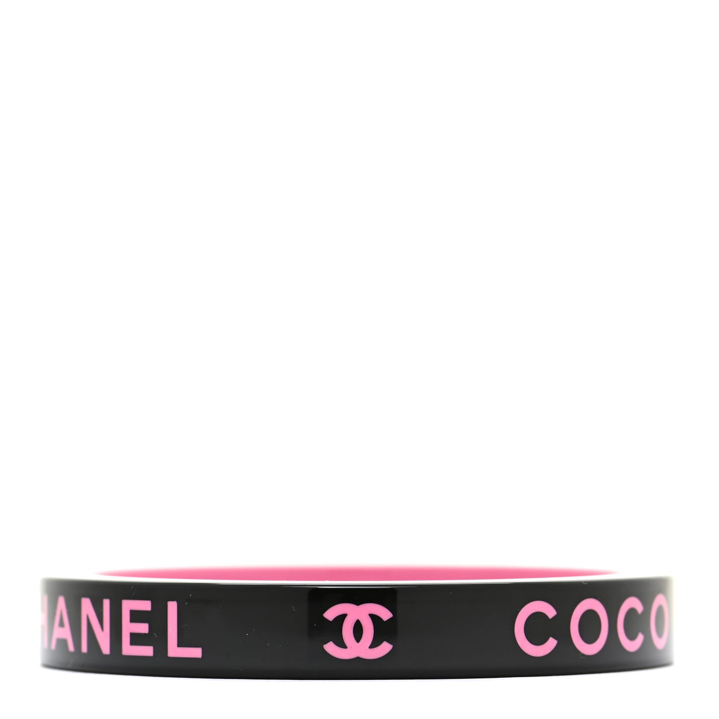 Resin Logo Bangle Bracelet Pink Black