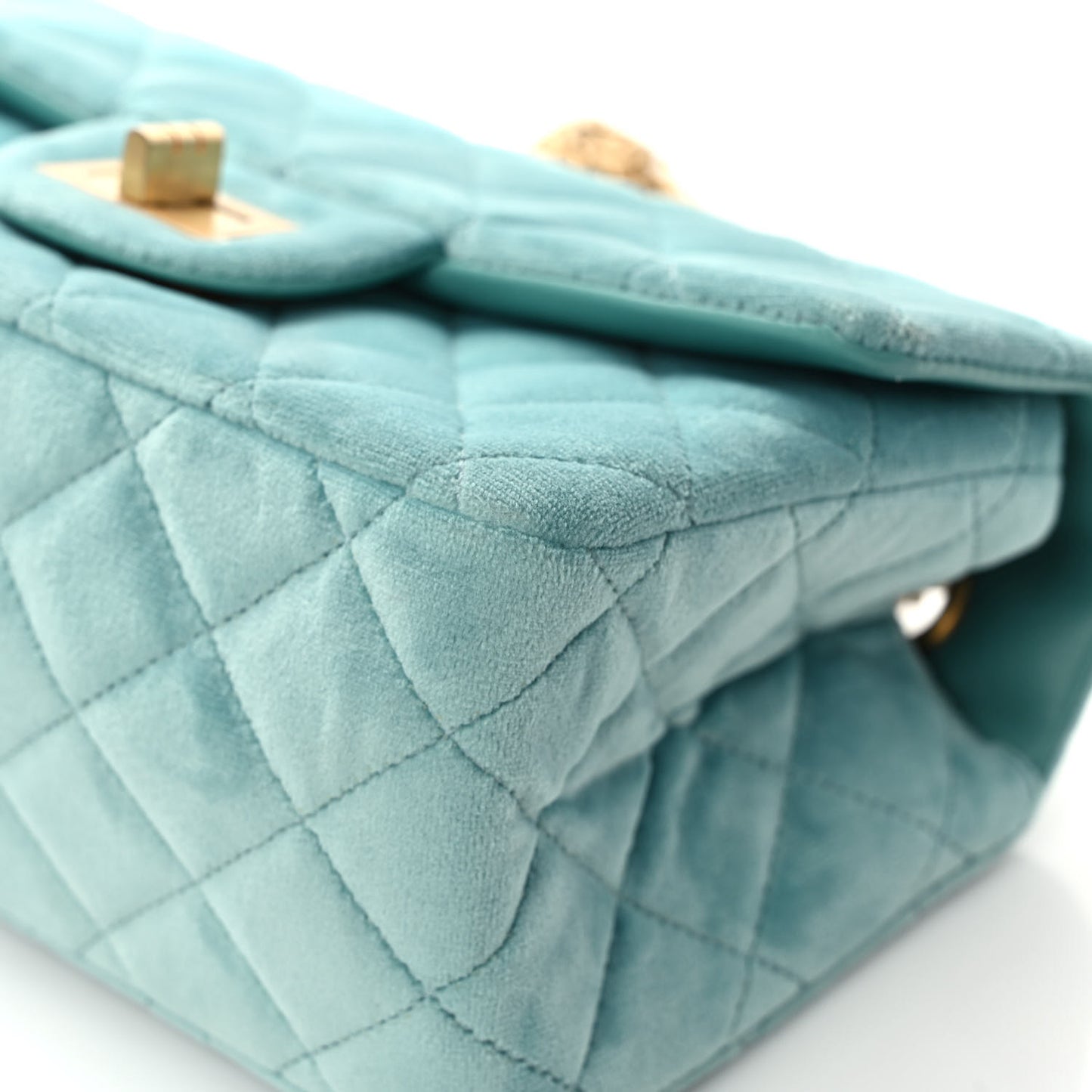 Velvet Quilted Mini 2.55 Reissue Flap Light Blue