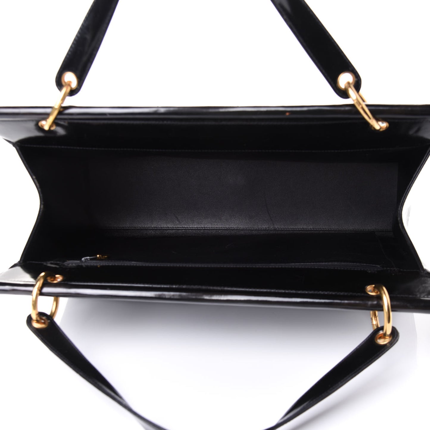 Patent Quilted Shopping Tote Black