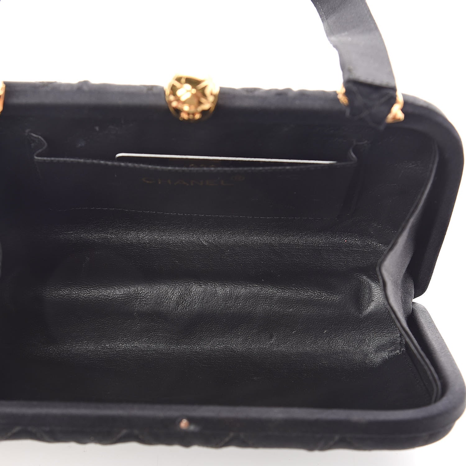 Chanel Satin Quilted Clutch Black 5 of 10