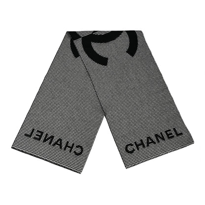Chanel Cashmere CC Stole Black Grey 2 of 3