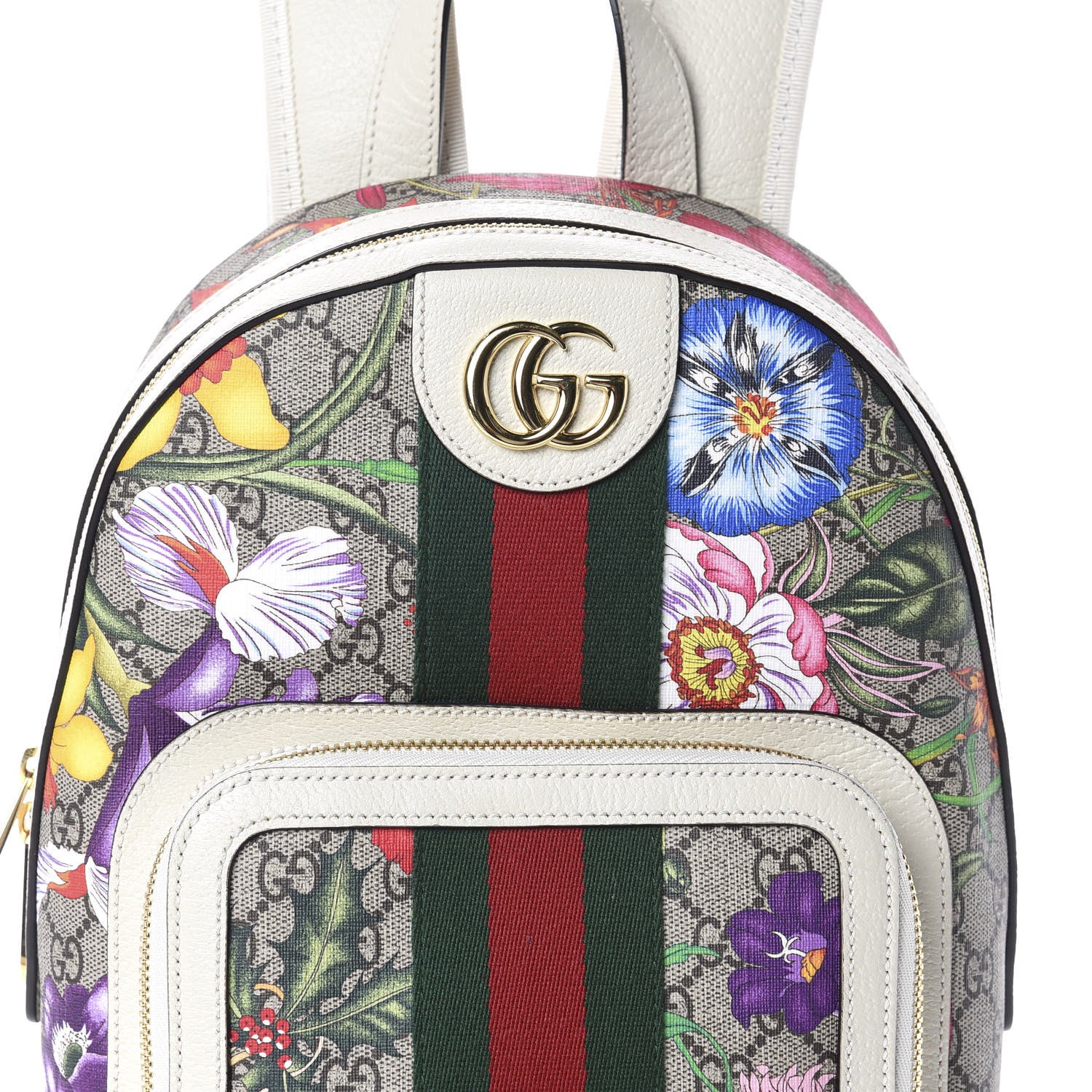 Gucci GG Supreme Monogram Flora Web Small Ophidia Day Backpack White 6 of 8