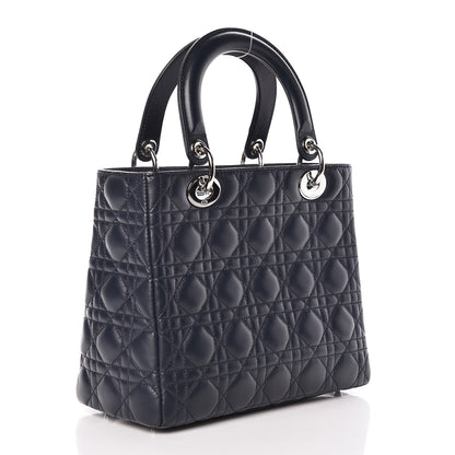Christian Dior Lambskin Cannage Medium Lady Dior Navy Blue 3 of 9