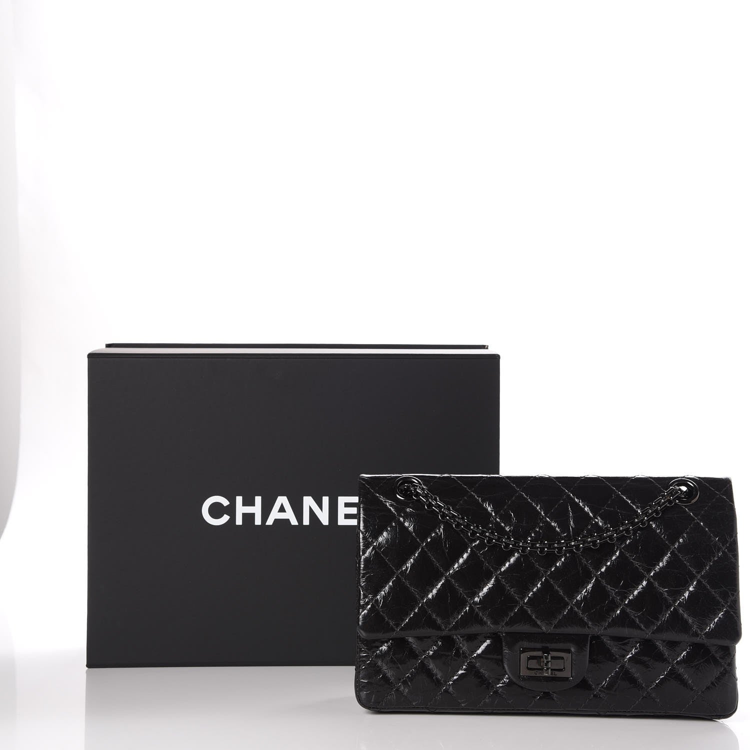 Chanel Glazed Calfskin Quilted 2.55 Reissue 225 Flap Black 9 of 9