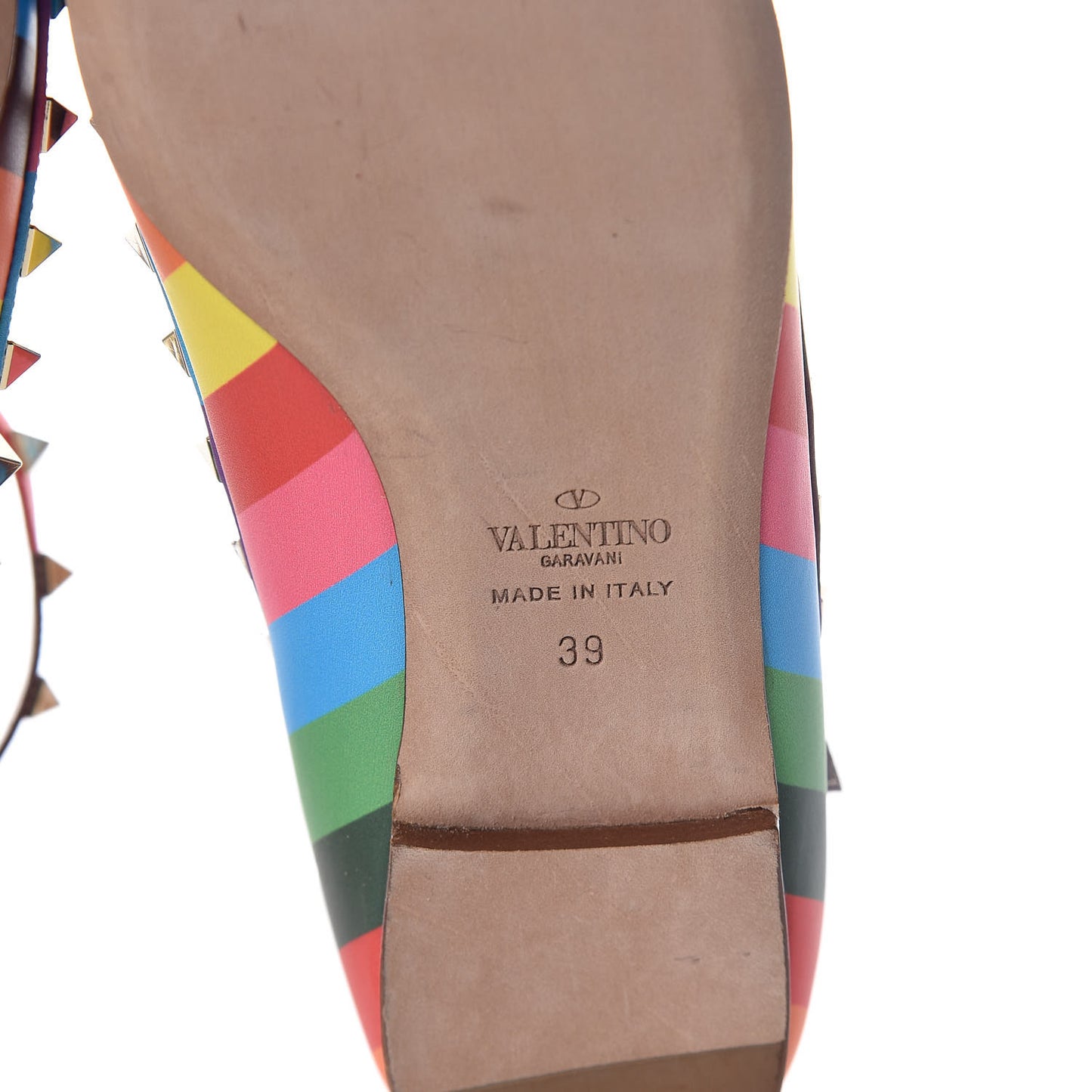 Calfskin Ballerina Rockstud Cage Ballerina Flats 39 Multicolor