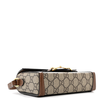 Gucci GG Supreme Monogram Mini Horsebit 1955 Shoulder Bag Beige Brown Sugar 4 of 12