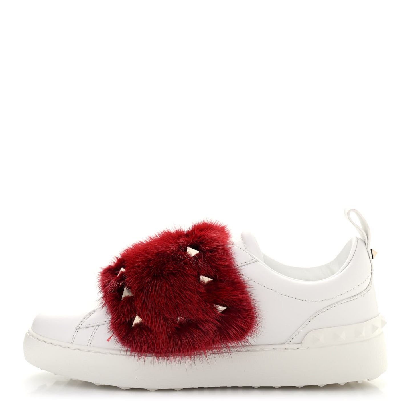 Calfskin Mink Fur Sneakers 37 White Rosso Valentino