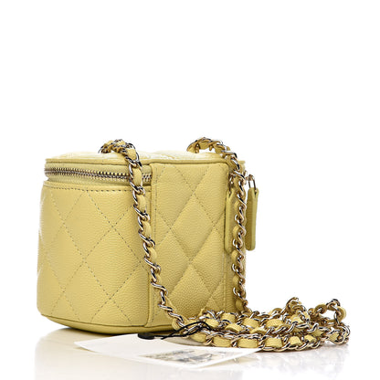 Chanel Caviar Quilted Mini Vanity Case With Chain Light Yellow 3 of 11