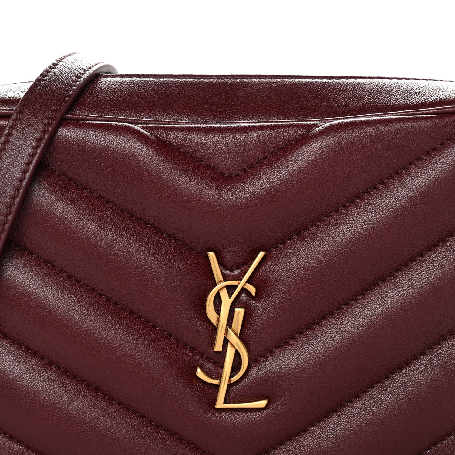 Saint Laurent Lambskin Chevron Quilted Medium Loulou Camera Bag  Rouge Cabernet 8 of 12
