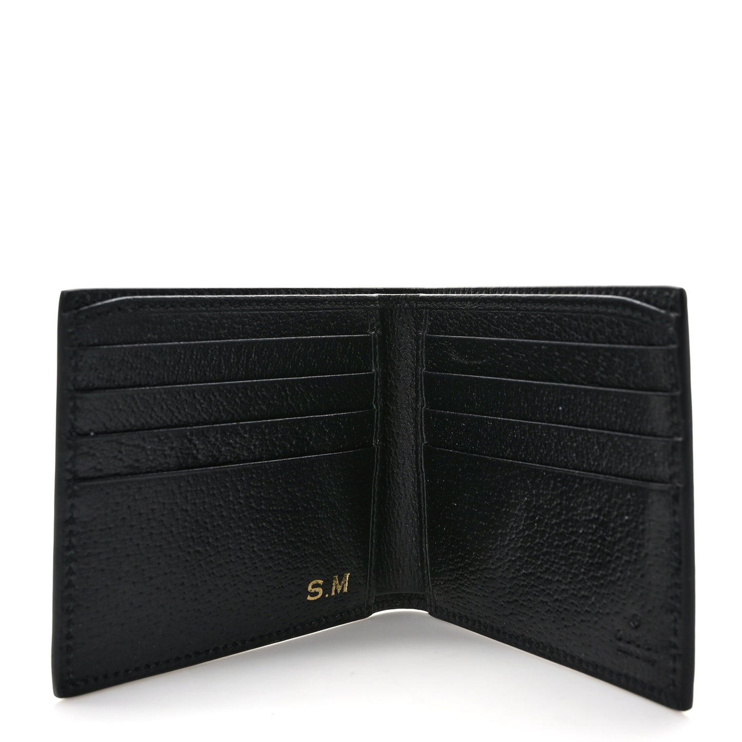 Calfskin Bee Bi-Fold Wallet Black