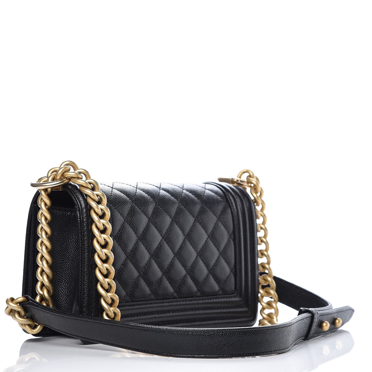 Caviar Quilted Small Boy Flap Black