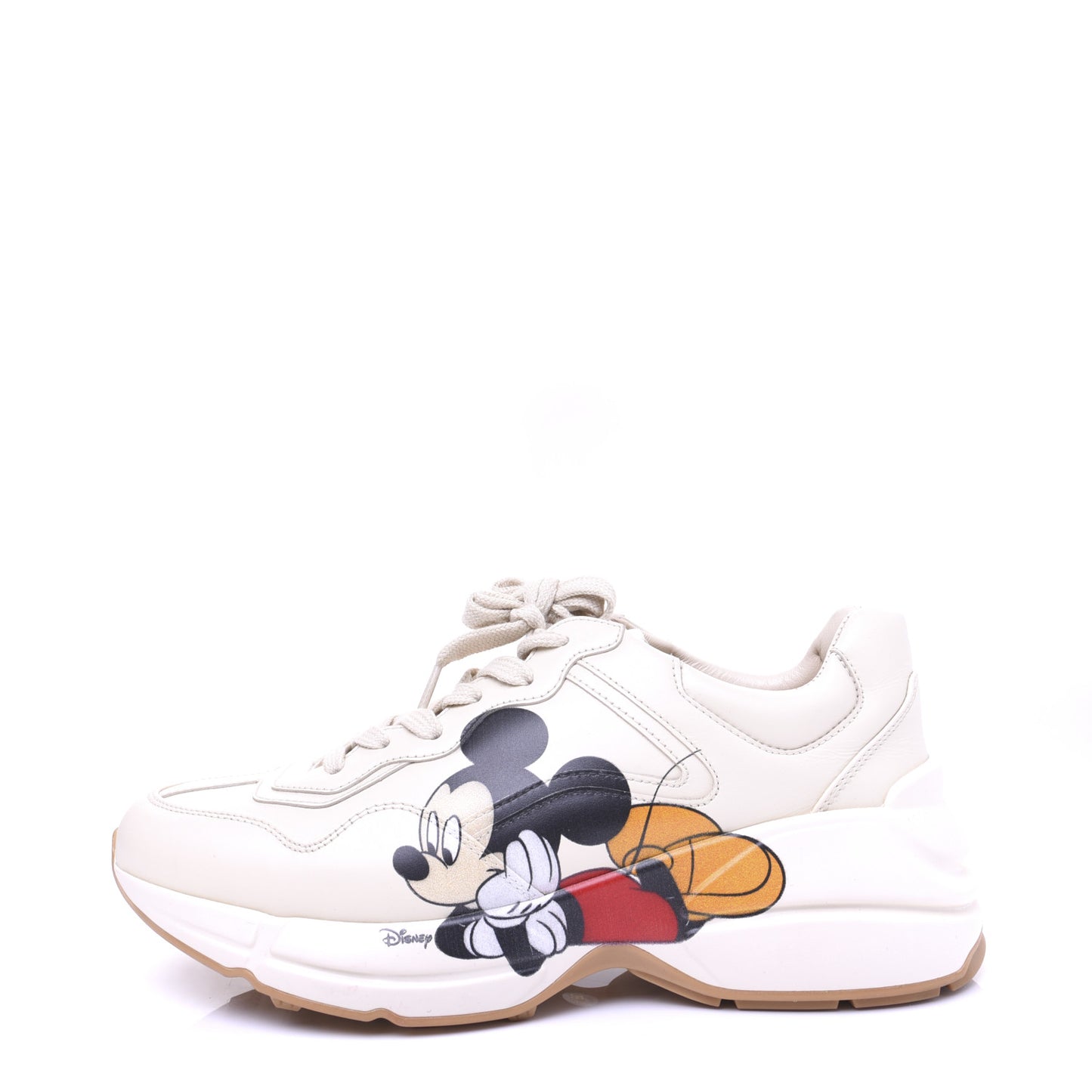 X DISNEY Calfskin Mickey Mouse Womens Rhyton Sneakers 38.5 Ivory