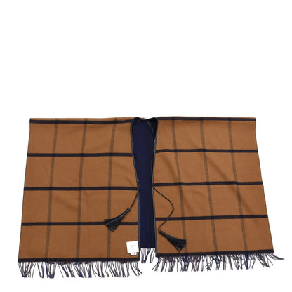 Hermes Wool Calfskin Reversible Highlands Poncho Navy Royal Fauve 2 of 3