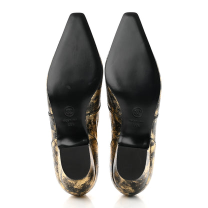 Chanel Laminated Goatskin Lace Up Oxford 39.5 Gold 5 of 8
