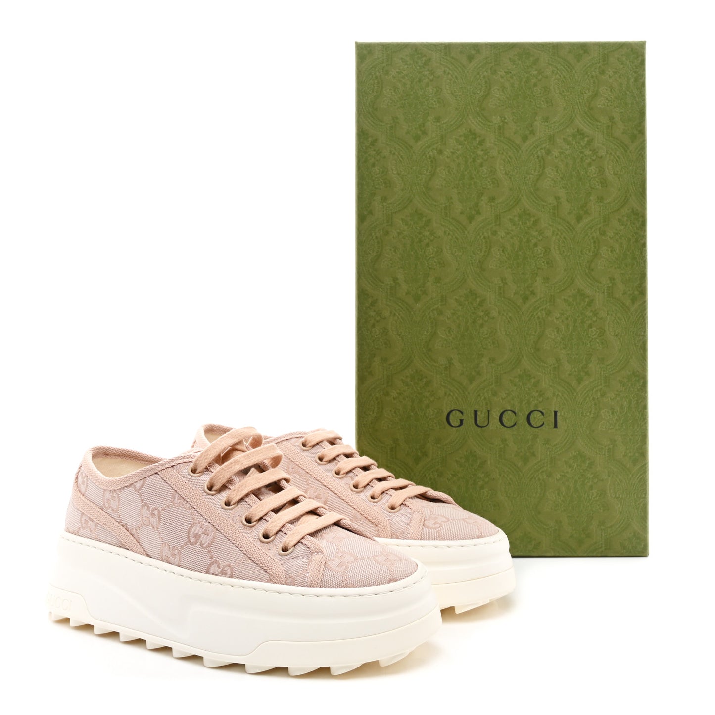 GG Monogram Womens 1977 Tennis Platform 52mm Sneakers 36.5 Skin Rose