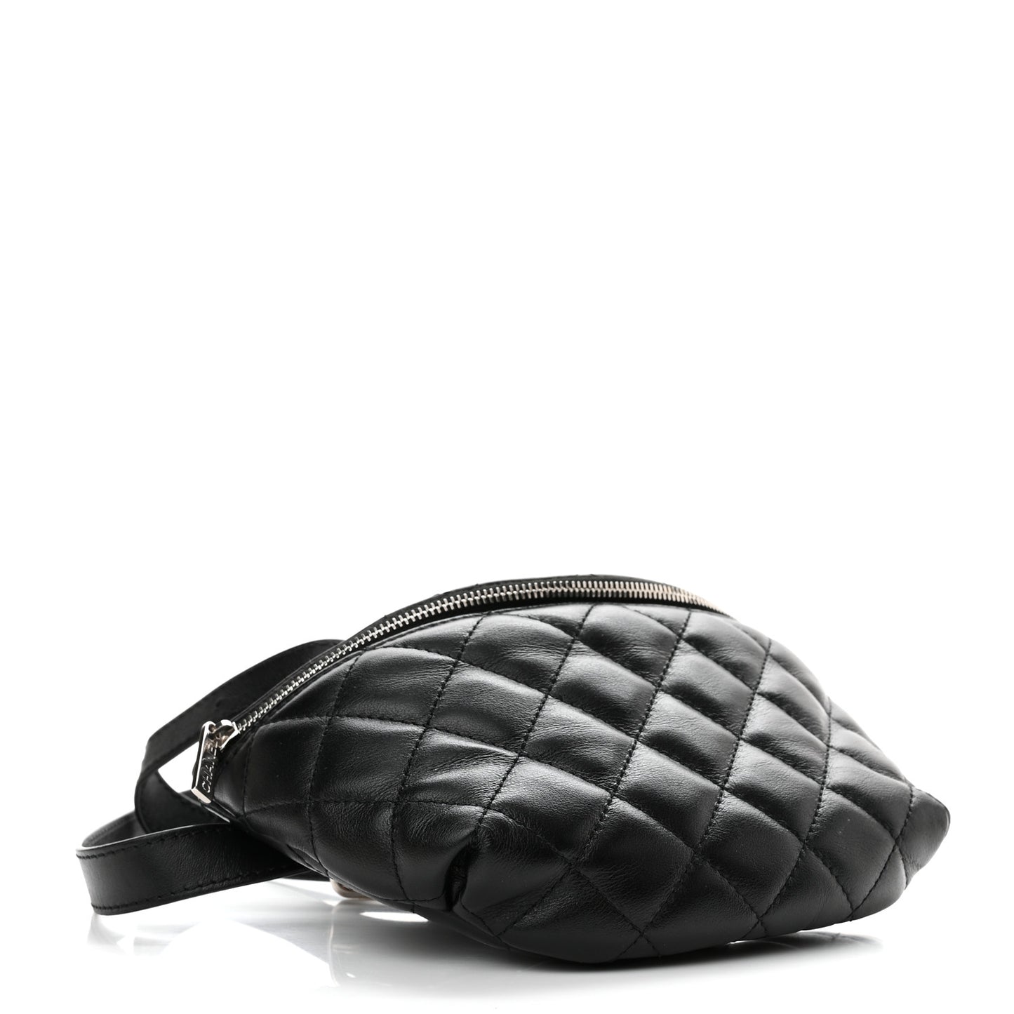 Calfskin Quilted Waist Belt Bag Black