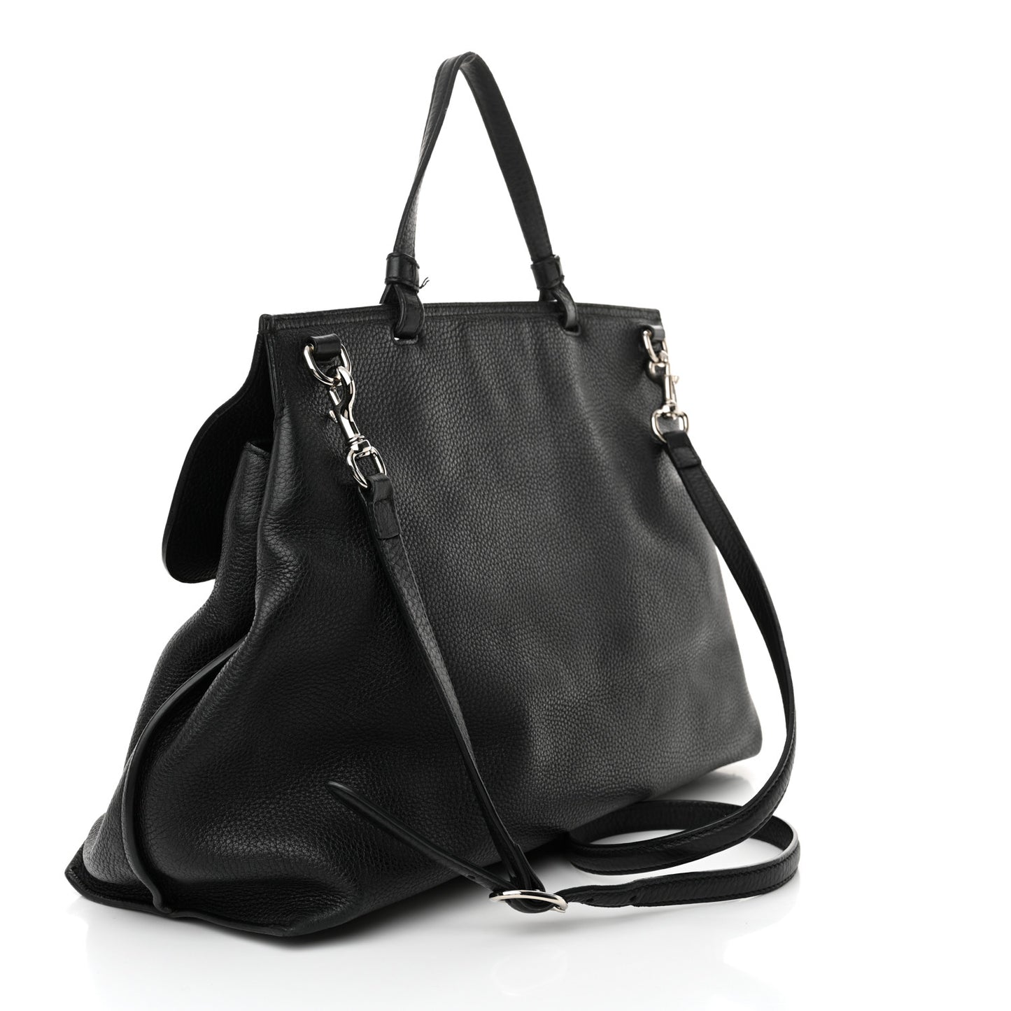 Cellarius Calfskin Large Bamboo Daily Top Handle Bag Black