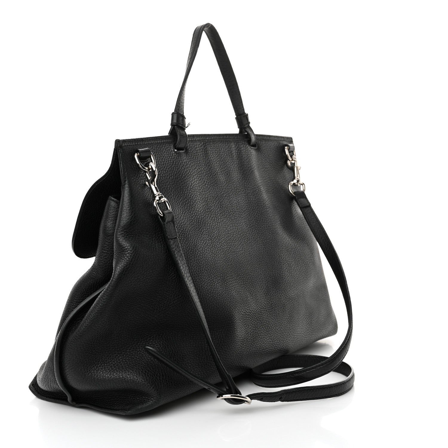 Gucci Cellarius Calfskin Large Bamboo Daily Top Handle Bag Black 3 of 15