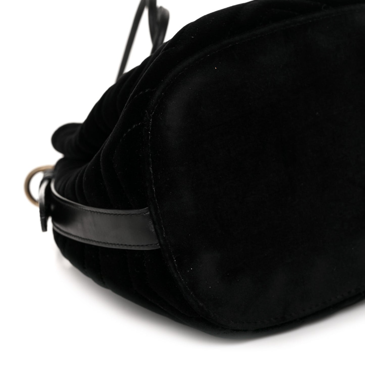 Velvet Matelasse GG Marmont Bucket Bag Black