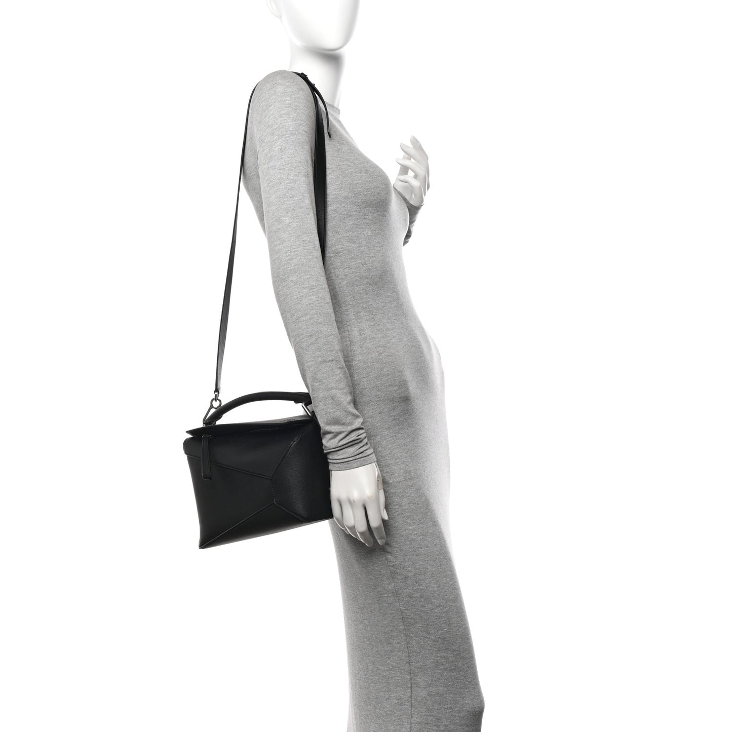 Calfskin Small Puzzle Edge Bag Black