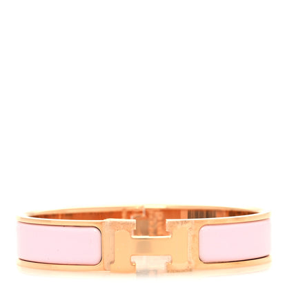Hermes Enamel Narrow Clic Clac H Bracelet PM Rose Dragee 1 of 5