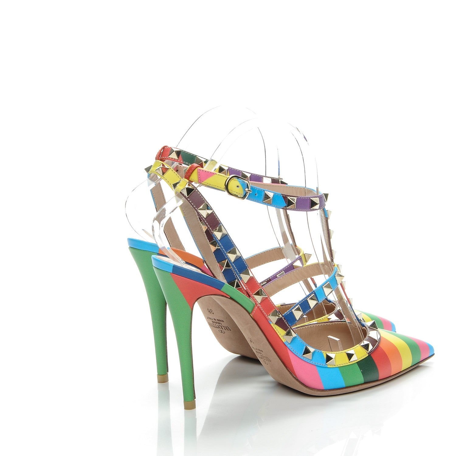 Valentino Garavani Calfskin 1973 Rockstud Ankle Strap 100mm Pumps 38 Multicolor 4 of 7