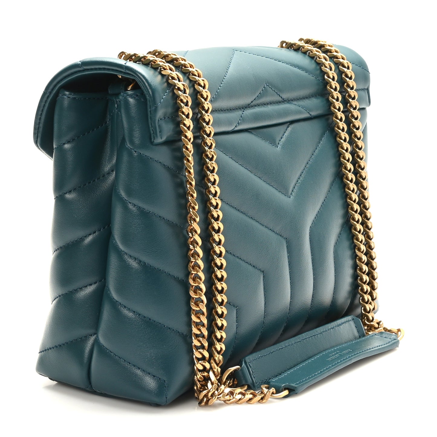 Calfskin Y Quilted Monogram Small Loulou Chain Satchel Sea Turquoise