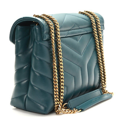 Saint Laurent Calfskin Y Quilted Monogram Small Loulou Chain Satchel Sea Turquoise 3 of 9