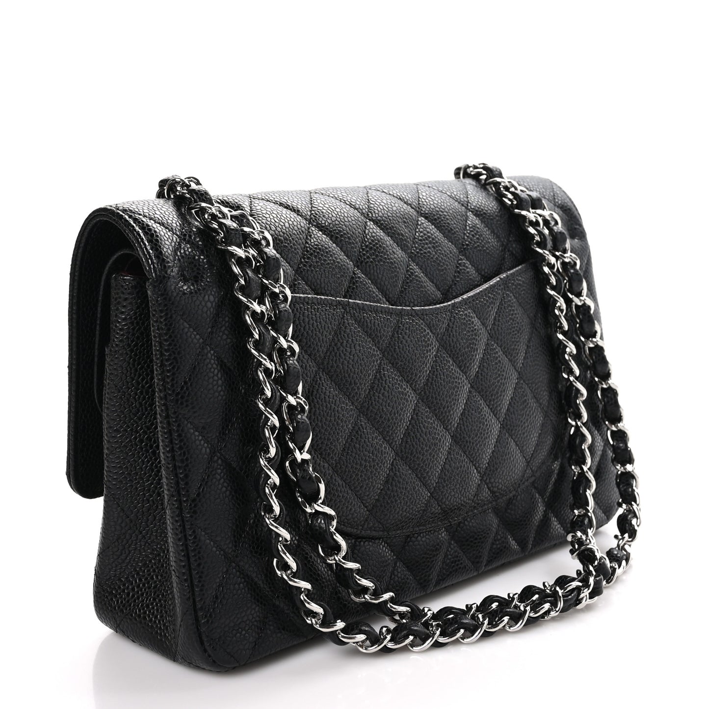 Caviar Quilted Medium Double Flap Black