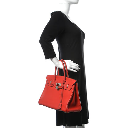 Hermes Taurillon Clemence Birkin 30 Rouge Casaque 2 of 10