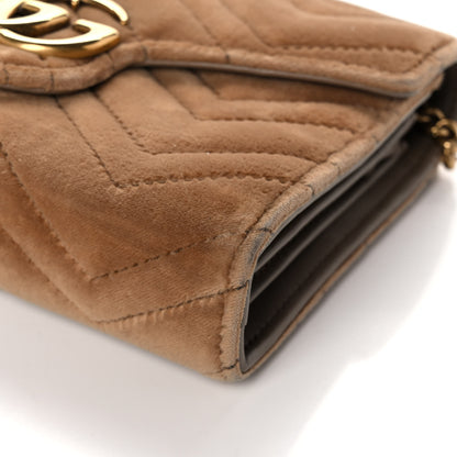 Gucci Velvet Matelasse GG Marmont Chain Wallet Taupe 16 of 23
