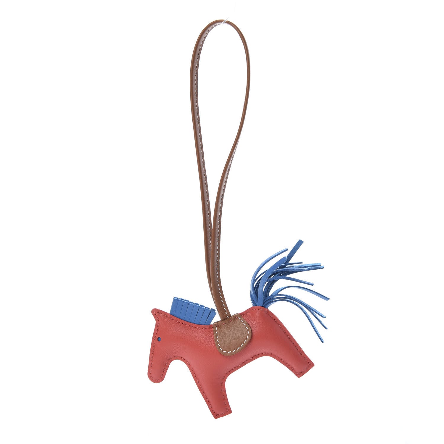 Hermes Milo Lambskin Grigri Rodeo Horse Bag Charm PM Rose Texas Bleu Zanzibar Gold 1 of 5