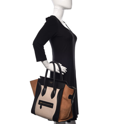 Celine Satin Calfskin Suede Mini Tri-Color Luggage Seashell 2 of 15