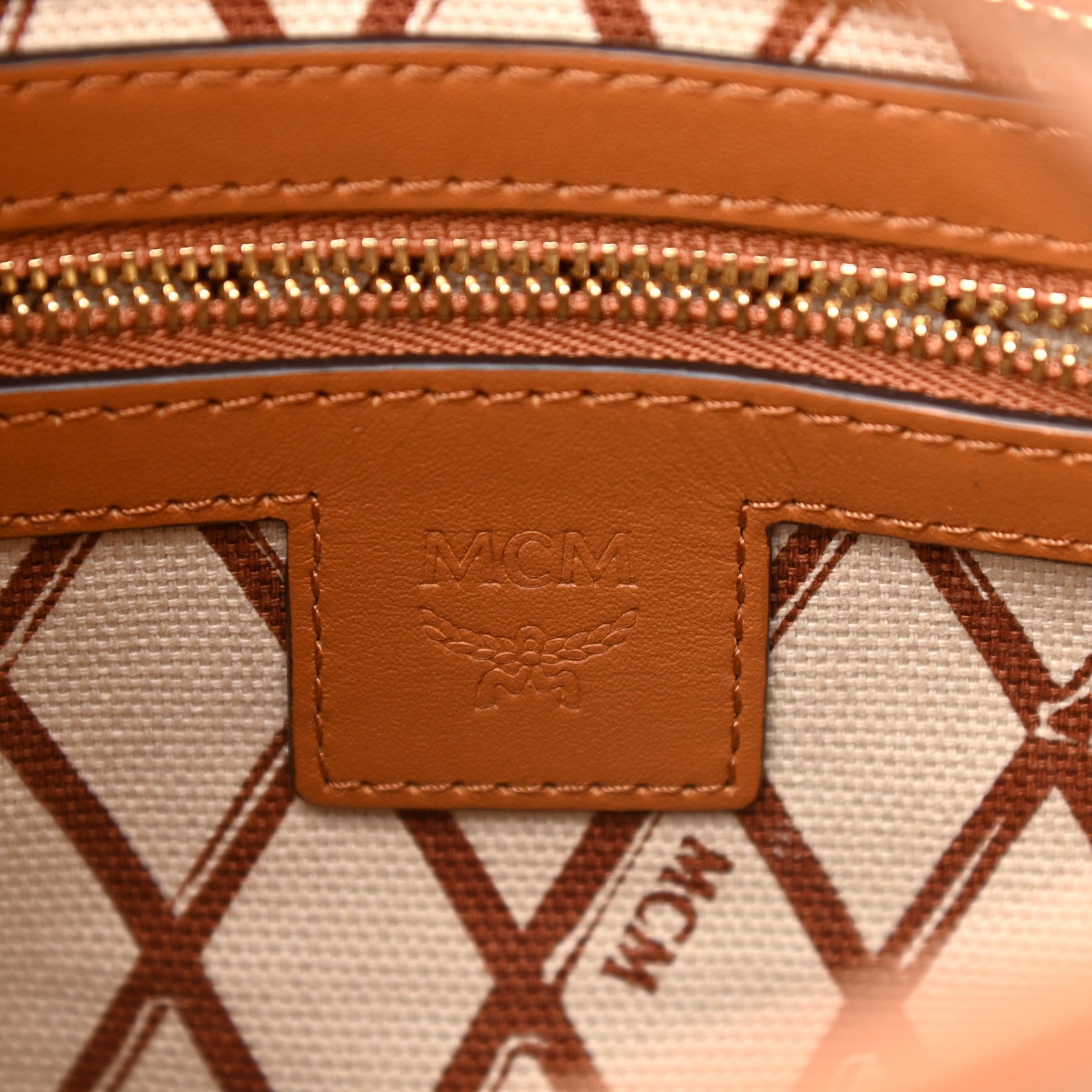 MCM Visetos Mini Toni Shopper Tote Cognac 6 of 10